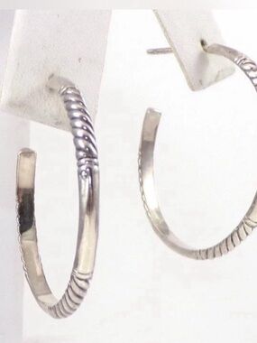BH Effy Stunning Sterling Silver Smooth Cable 1 1/8" Hoop Earrings